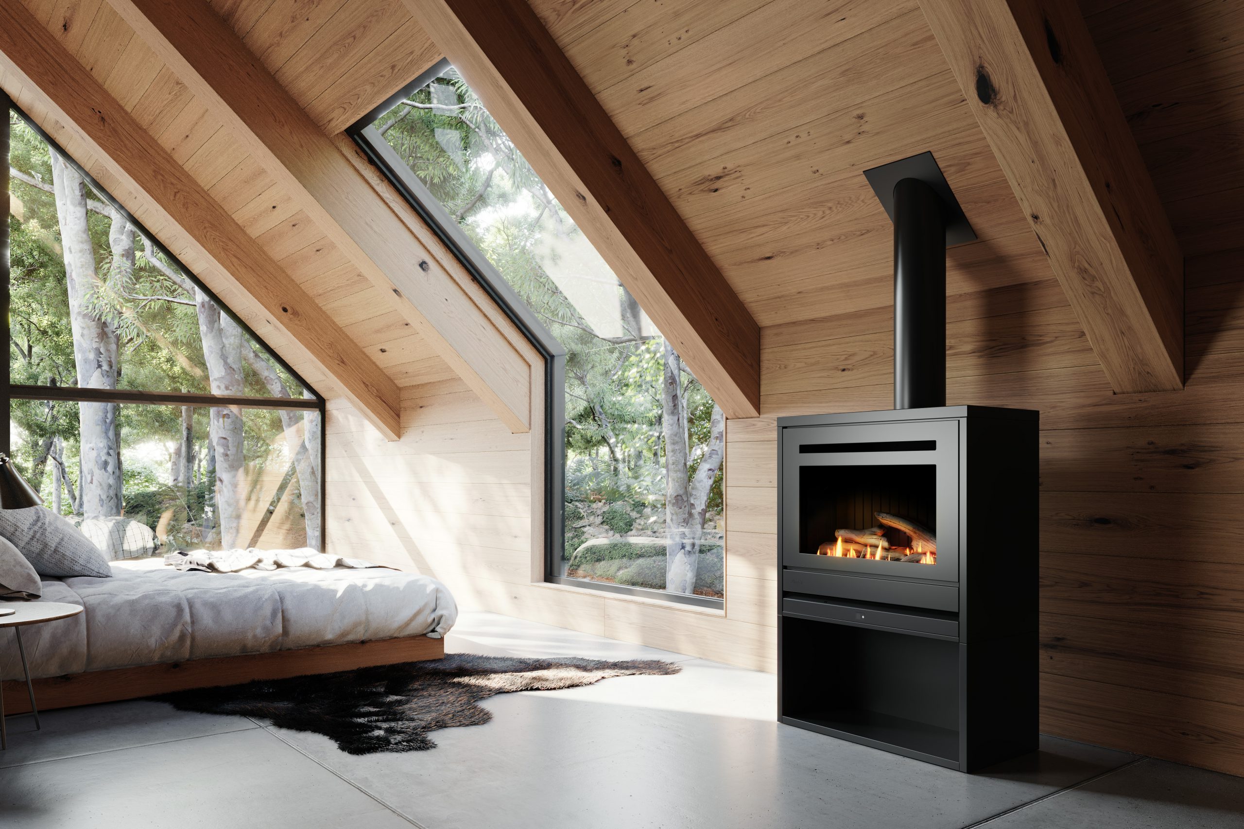 Rinnai SS850 Gas Fire Freestanding (includes engine & black fascia, ZC Box, not including flue) - Image 3